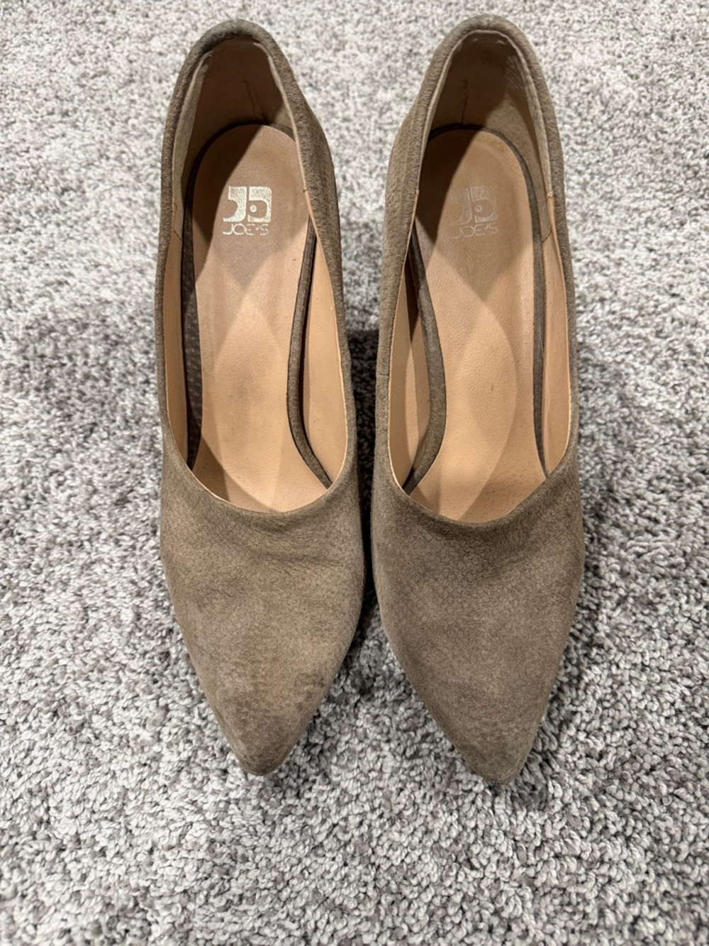 Joe's Taupe Suede Pointed-Toe Pumps